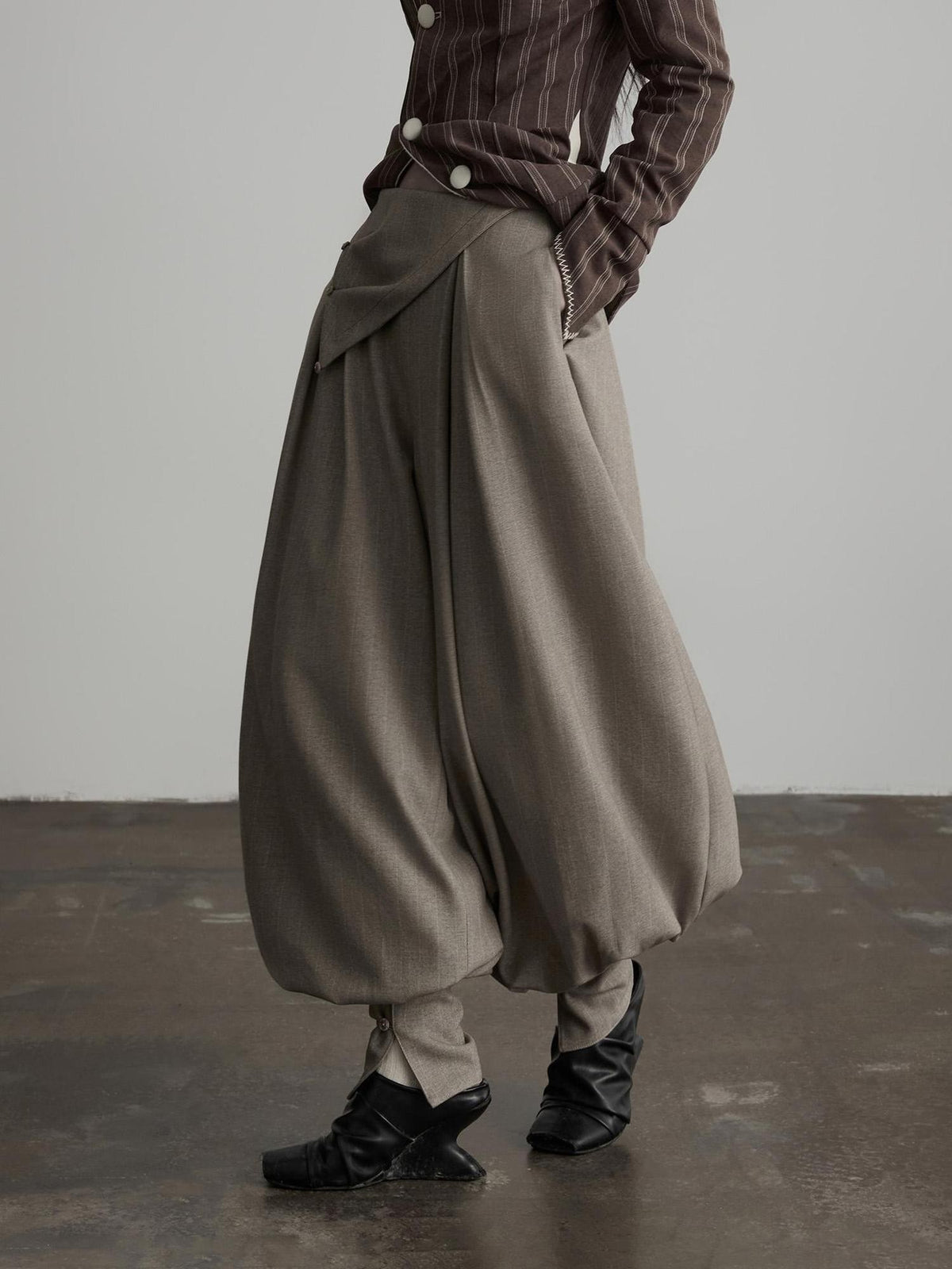 INDULGE Striped Deconstructed Fold Diagonal Waist Women&