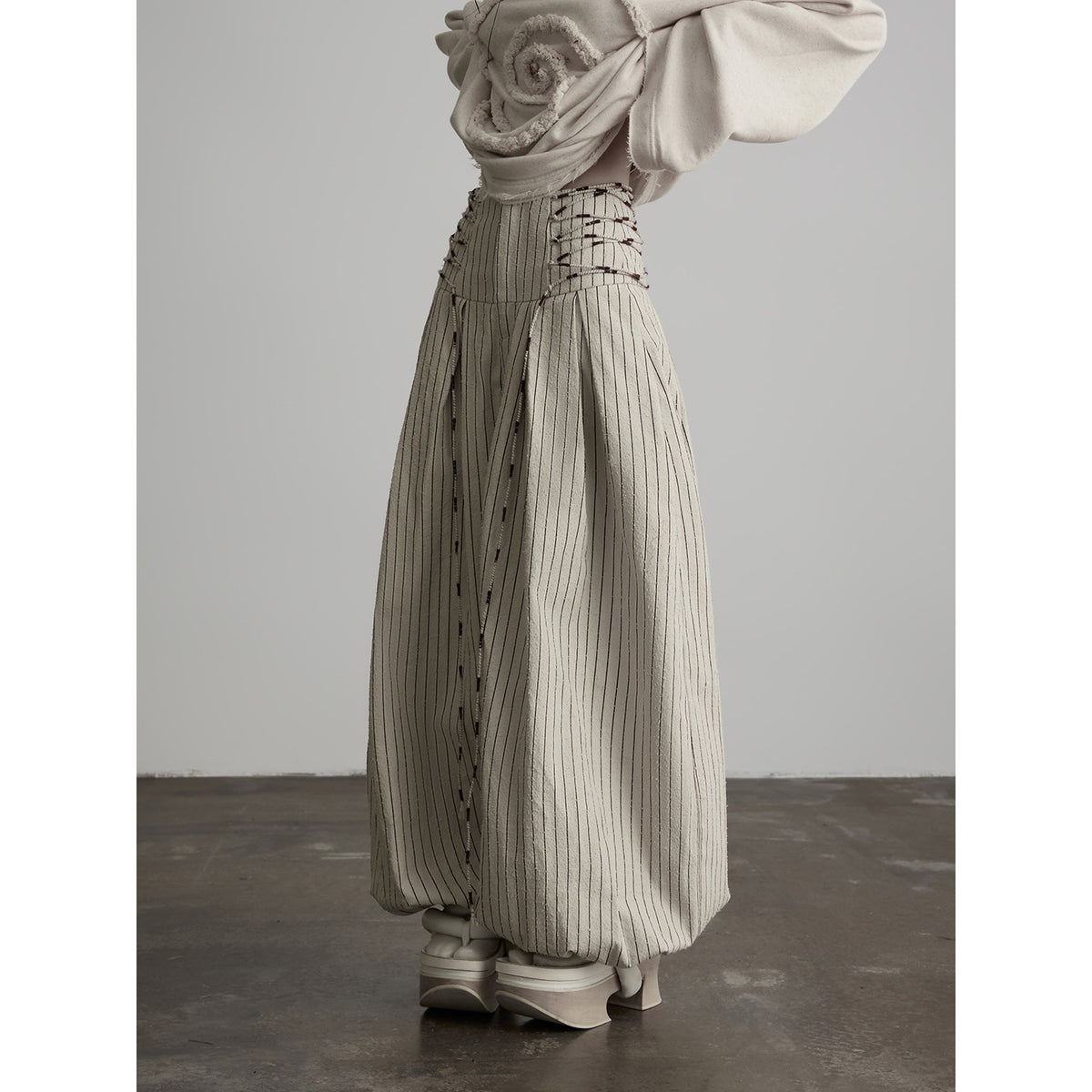 INDULGE_Striped_Distressed_Drawstring_Wide_Leg_3d_Cut_Women&
