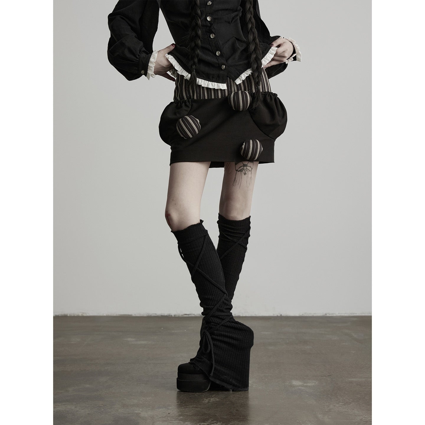 INDULGE_Striped_Patchwork_Pompom_High_Waist_Women&