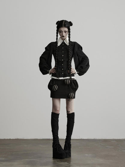 INDULGE Striped Patchwork Pompom High Waist Women&