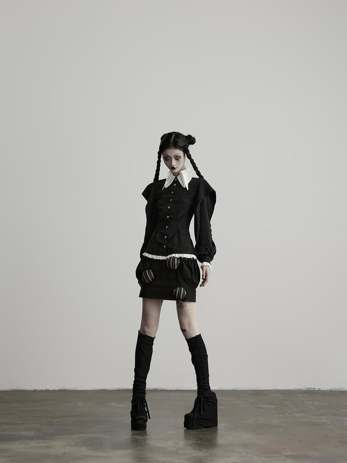 INDULGE Striped Patchwork Pompom High Waist Women&