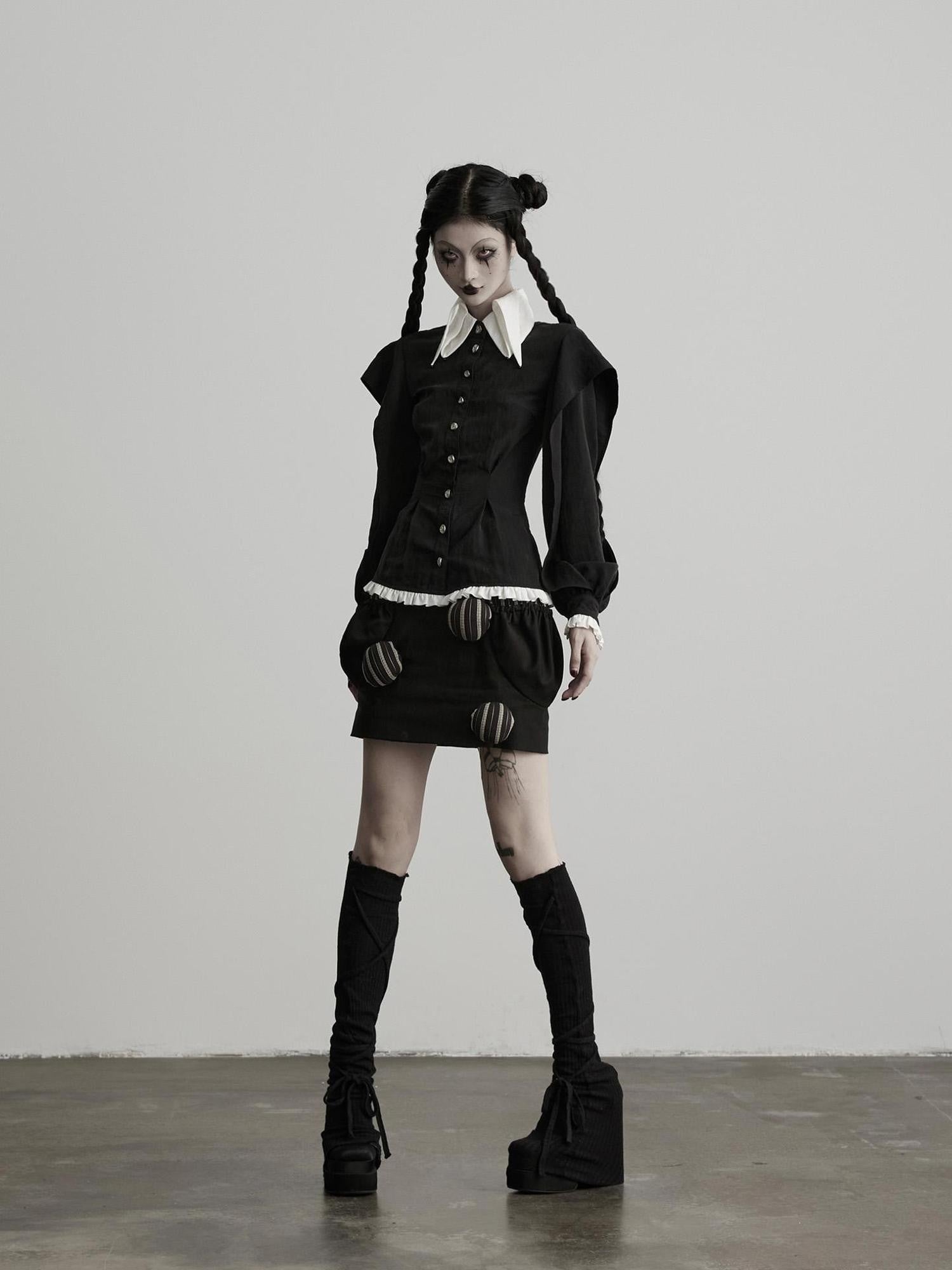 INDULGE Striped Patchwork Pompom High Waist Women&