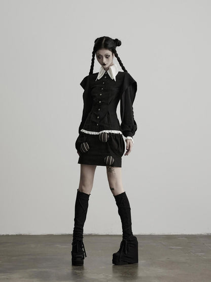 INDULGE Striped Patchwork Pompom High Waist Women&