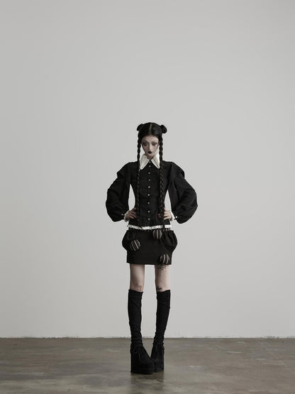 INDULGE Striped Patchwork Pompom High Waist Women&