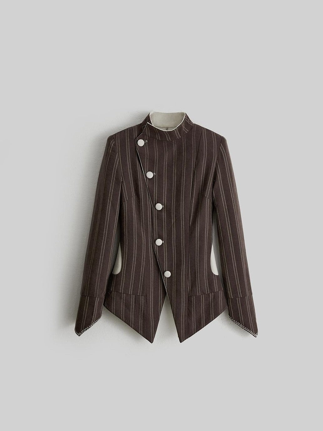 INDULGE Striped Reversible Asymmetric Button Faux Fur Textured Women&