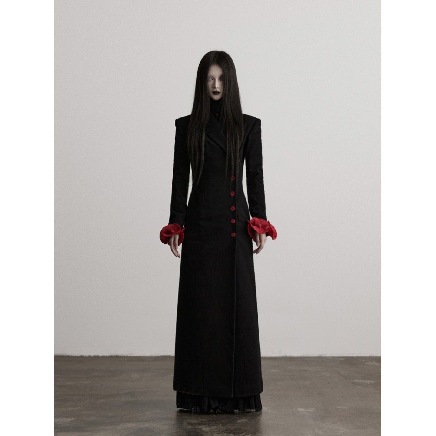INDULGE Thick Cotton Colorblock Loose Unisex Black Midlength Parkas