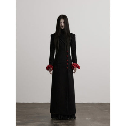 INDULGE Thick Cotton Colorblock Loose Unisex Black Midlength Parkas