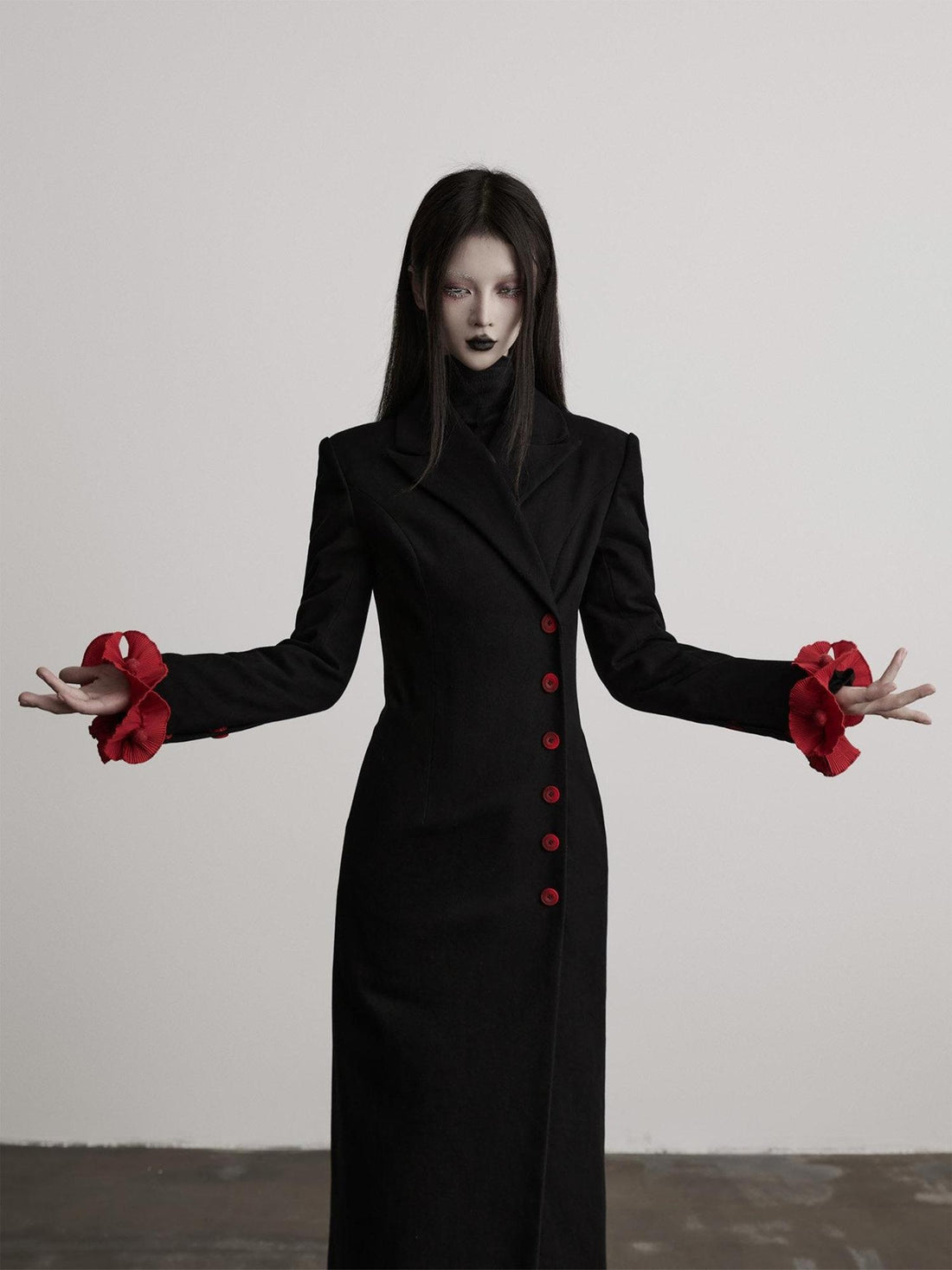 INDULGE Thick Cotton Colorblock Loose Unisex Black Midlength Parkas