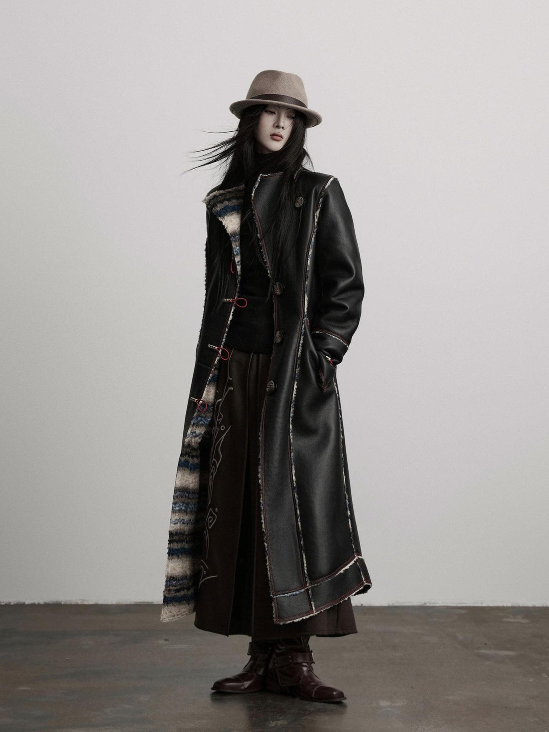 INDULGE Thick Plush Longline Vintage Frayed Trim Standard Fit Polyester Faux Fur Coats