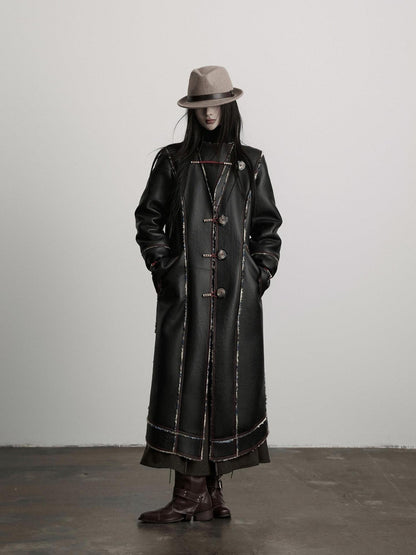 INDULGE Thick Plush Longline Vintage Frayed Trim Standard Fit Polyester Faux Fur Coats
