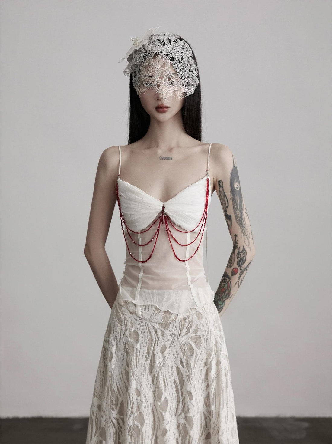 INDULGE Unpadded Tie Detail Dark Gothic Regular Women Layering Stretch Camisoles