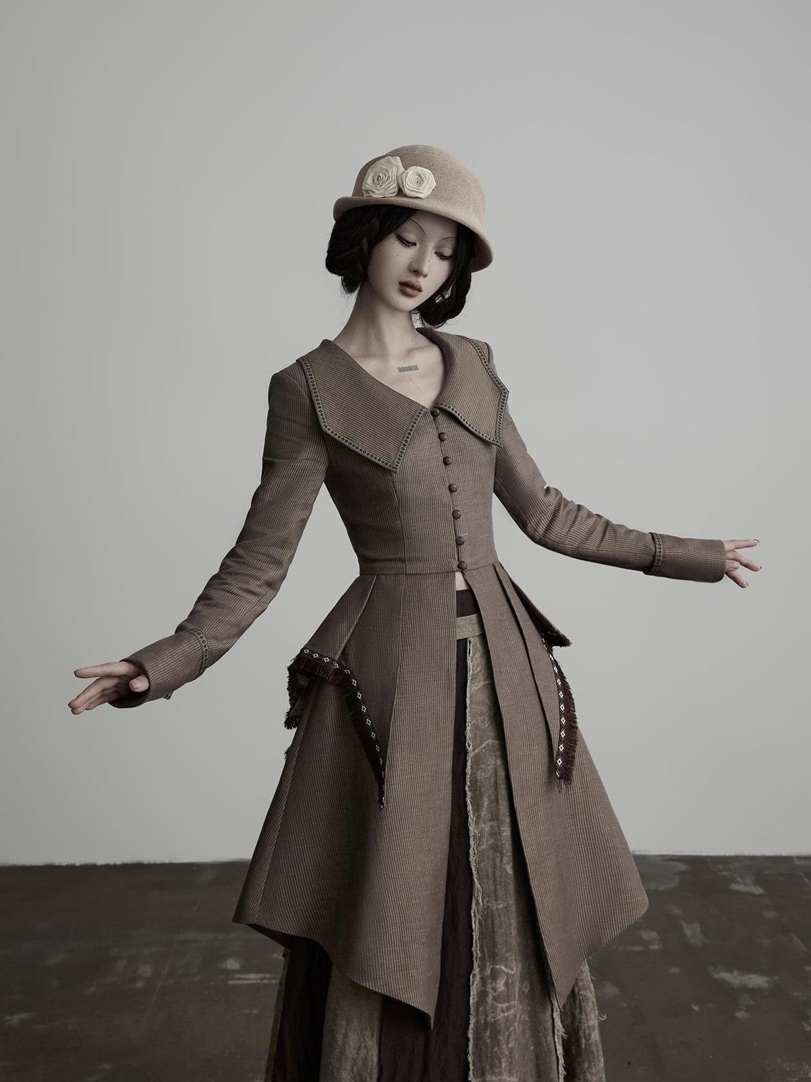 INDULGE Victorian 3d Draped Deconstructed Raw Edge Tencel Women&