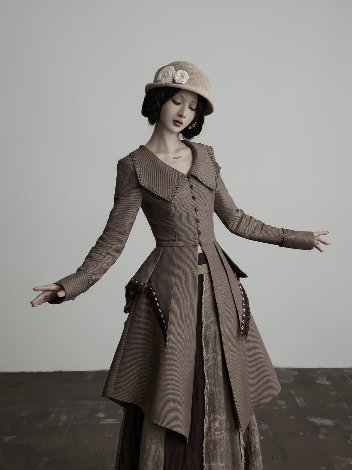 INDULGE Victorian 3d Draped Deconstructed Raw Edge Tencel Women&