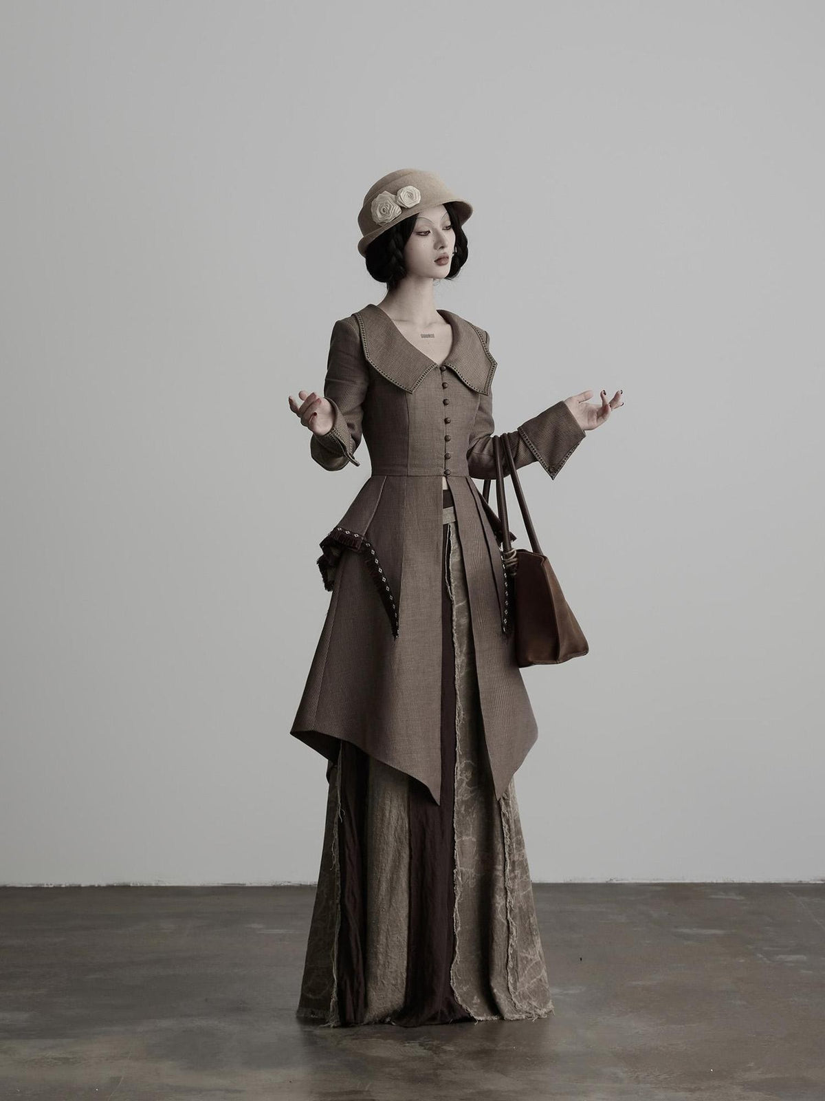 INDULGE Victorian 3d Draped Deconstructed Raw Edge Tencel Women&