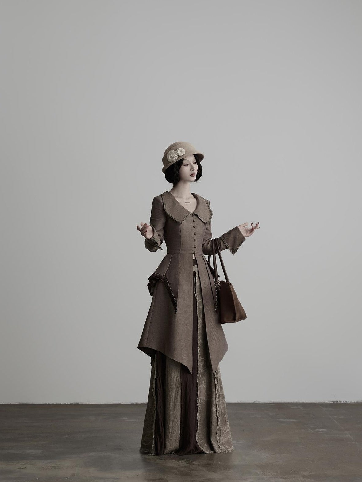 INDULGE Victorian 3d Draped Deconstructed Raw Edge Tencel Women&