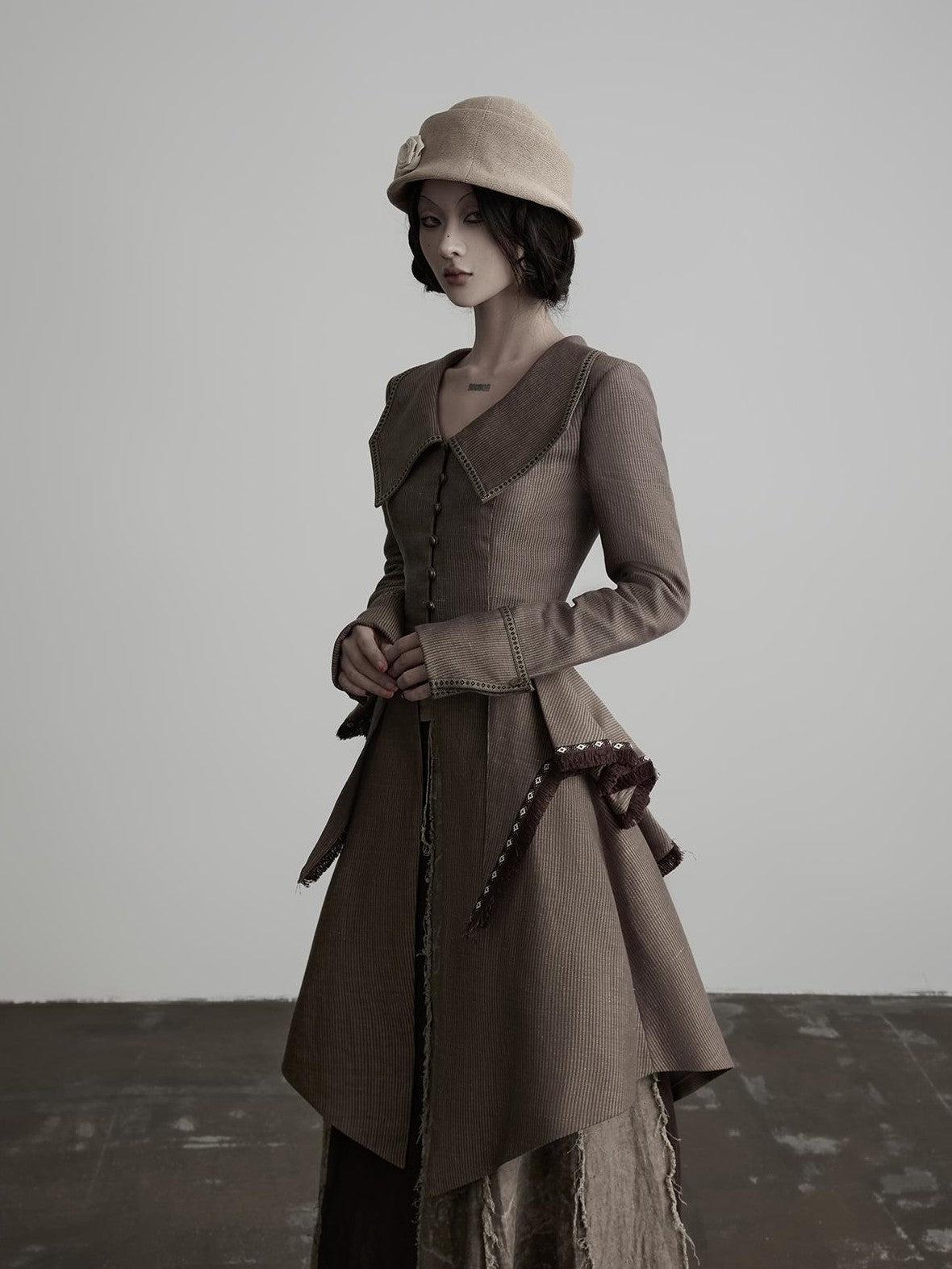 INDULGE Victorian 3d Draped Deconstructed Raw Edge Tencel Women&