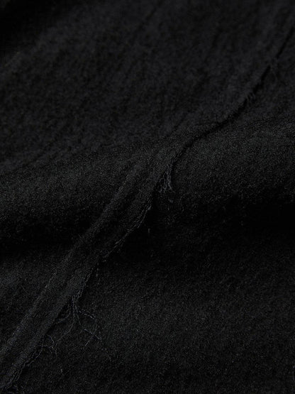 INDULGE Vestes courtes asymétriques en laine brossée chaude pour femmes, noires, à col montant.