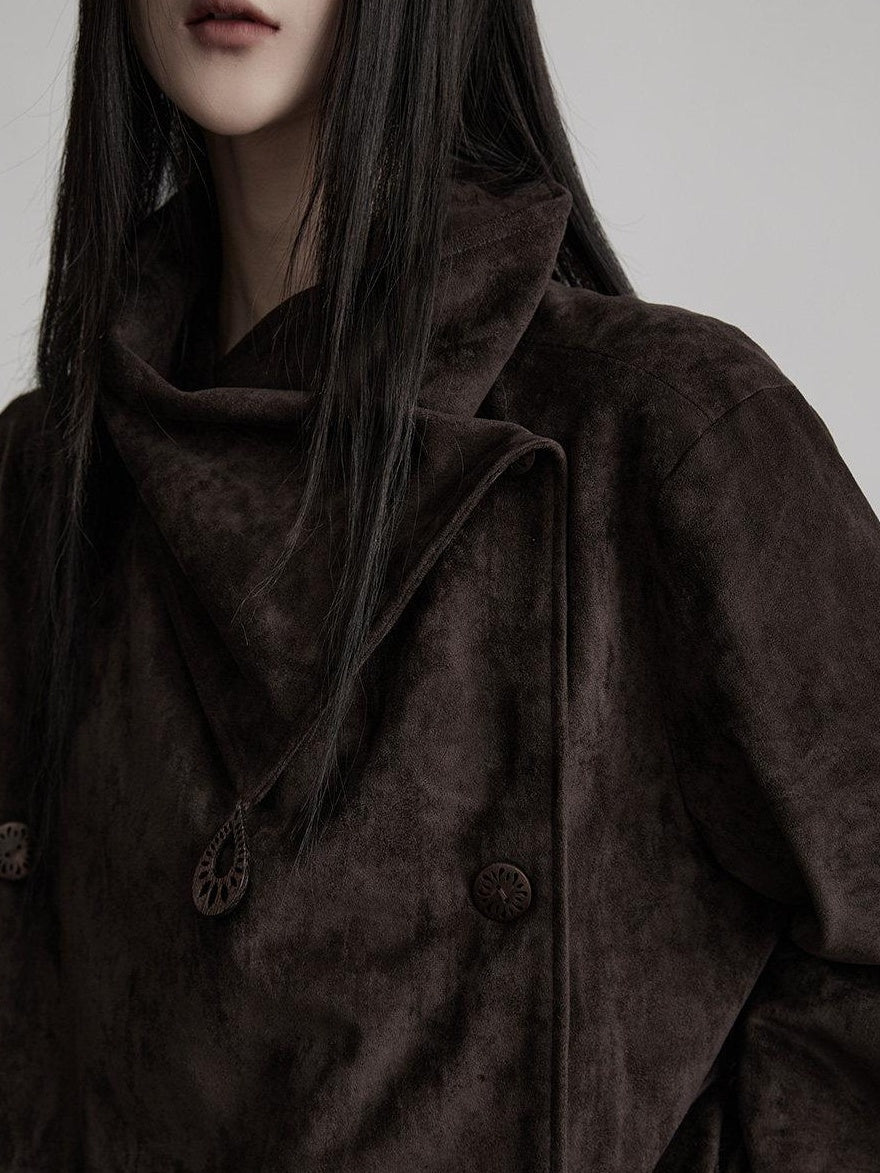 INDULGE Warm Oversized Dark Goth Fringe Women Poly Spandex Long Sleeve Casual Jackets