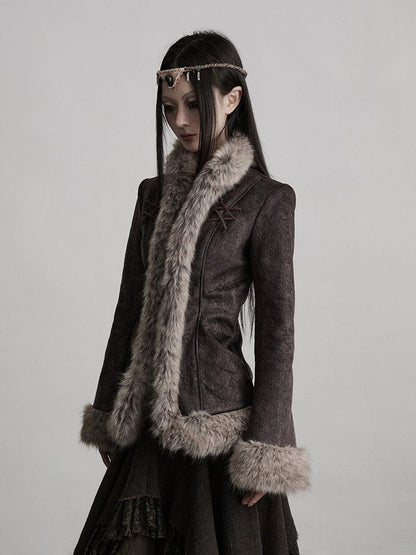 INDULGE Vestes courtes pour femmes en polyester épais et chaud, avec col en fourrure élégant et poches latérales.