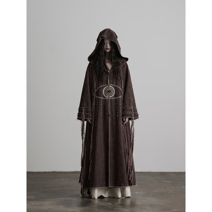 INDULGE_Washed_Red_Brown_Embroidered_Hooded_Long_Women&