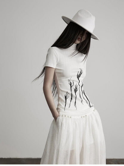 INDULGE White Gothic Embroidered Branch Women&