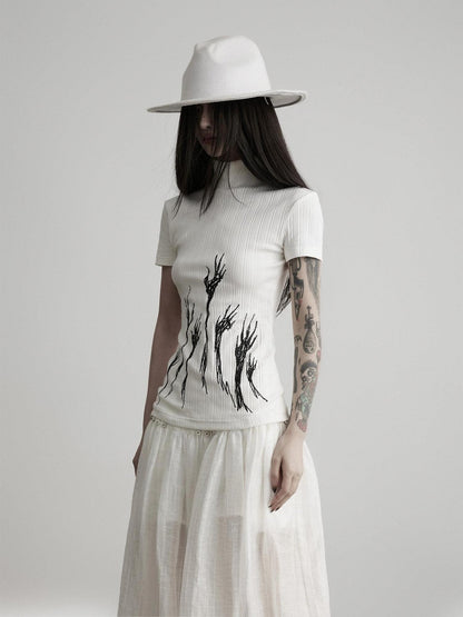 INDULGE White Gothic Embroidered Branch Women&