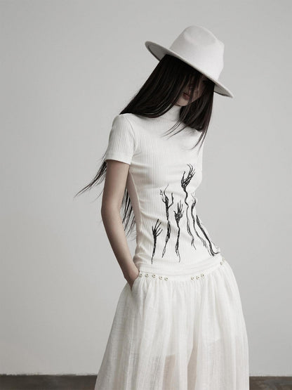 INDULGE White Gothic Embroidered Branch Women&
