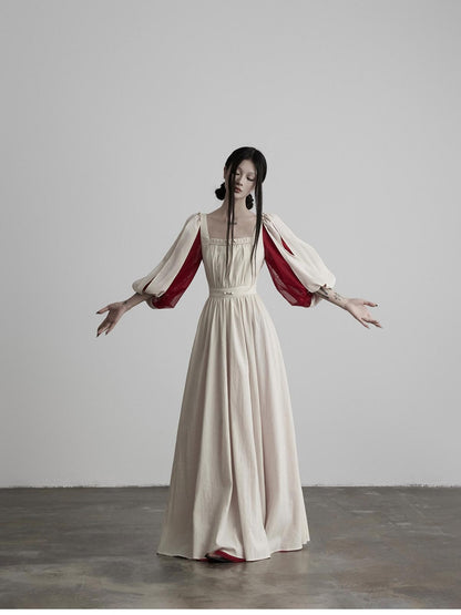 INDULGE White Spliced Square Neck Cinched Waist Women&