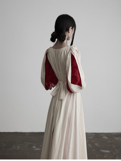 INDULGE White Spliced Square Neck Cinched Waist Women&