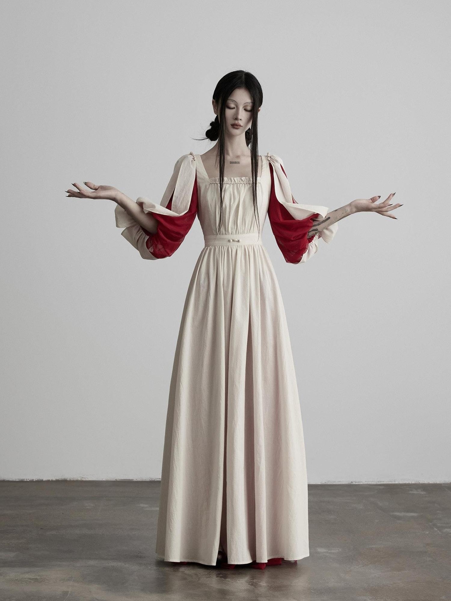 INDULGE White Spliced Square Neck Cinched Waist Women&
