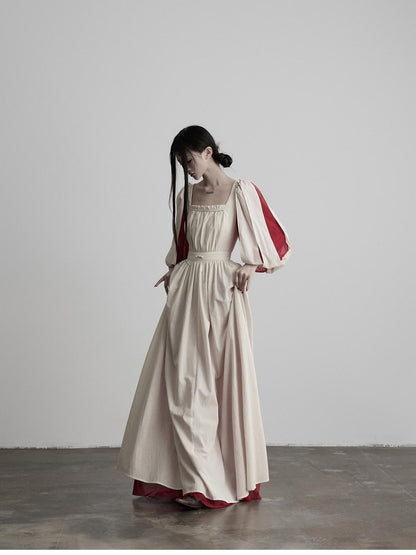 INDULGE White Spliced Square Neck Cinched Waist Women&
