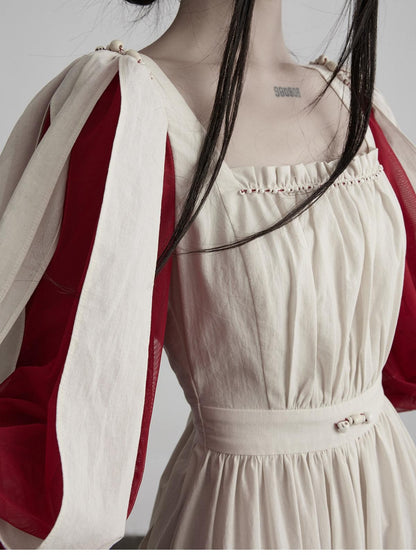 INDULGE White Spliced Square Neck Cinched Waist Women&