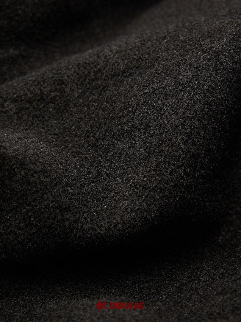 INDULGE Wool Blend Waist Cinch Dark Aesthetic Loose Polo Collar Women Casual Jackets