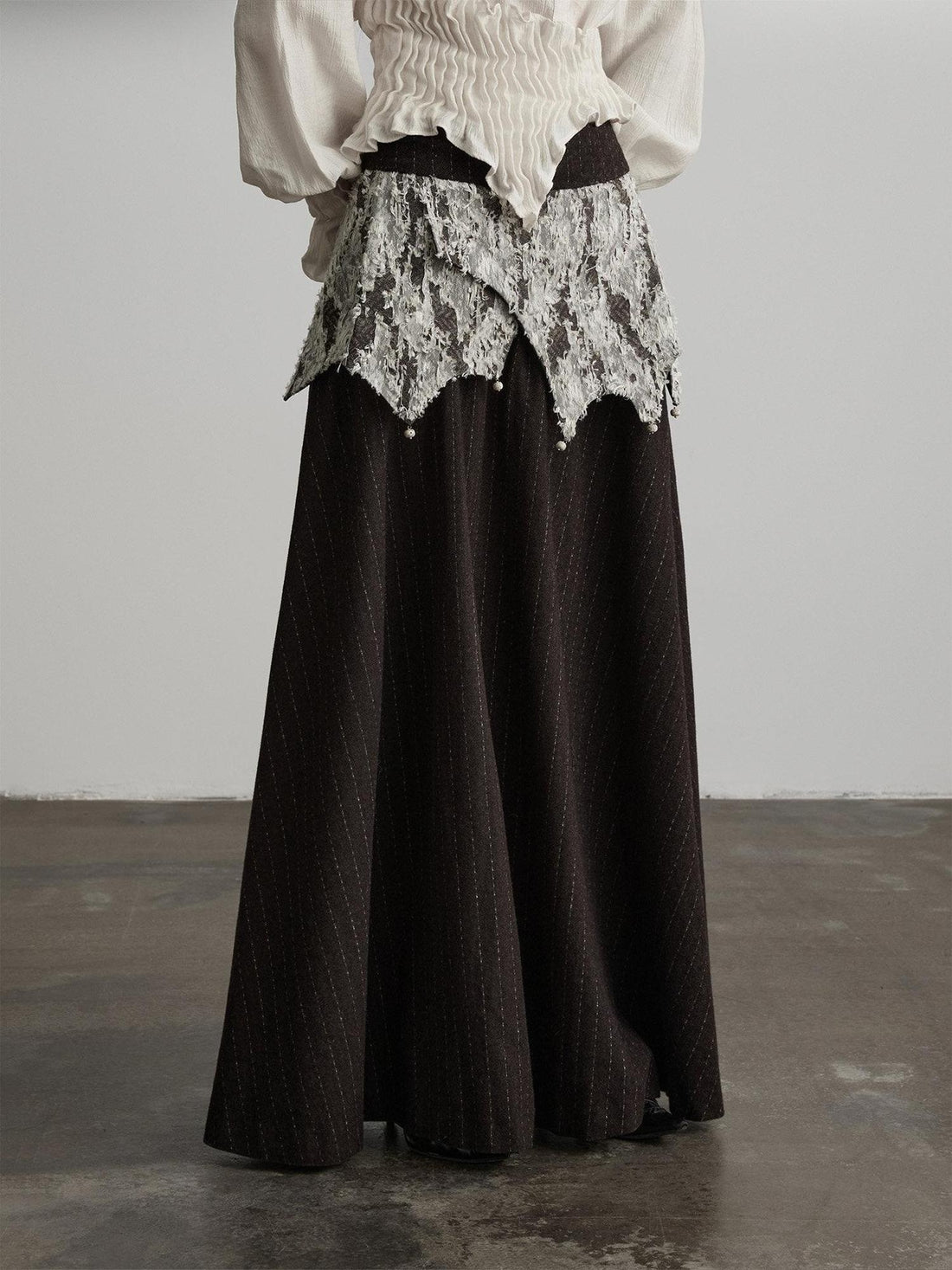 INDULGE Wrinkle Free Casual Striped A Line Mid Waist Wool Blend Women Girls Maxi Skirts