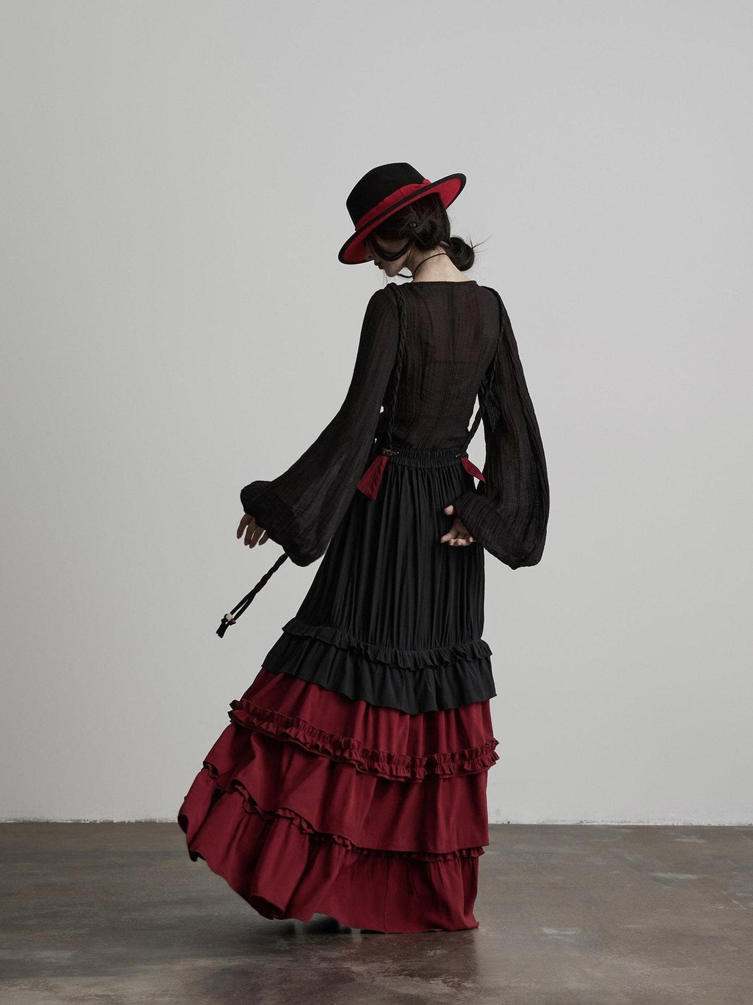 INDULGE Wrinkle Free Rayon Blend Patchwork A Line Mid Waist Women Tiered Skirts