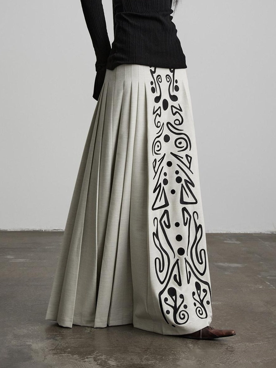 INDULGE Wrinkle Resistant Casual A Line Mid Waist 3D Detail Rayon Pleated Skirts