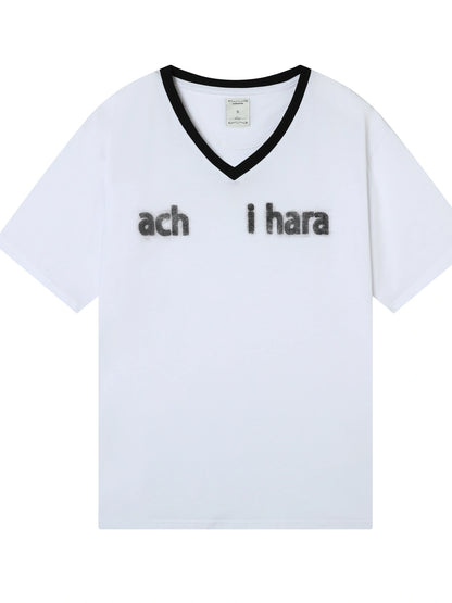 V-Neck Relaxed Tee With Melting Ice Design