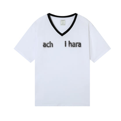 Achihara V-Neck Relaxed Tee With Melting Ice Design