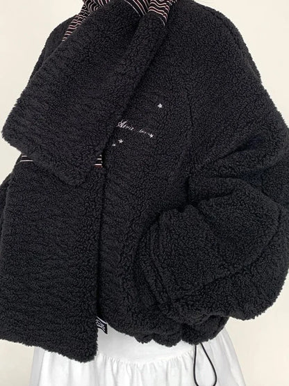 Icelandic Faux Fur Scarf Striped Winter Warm Knitted Wrap Neckwear