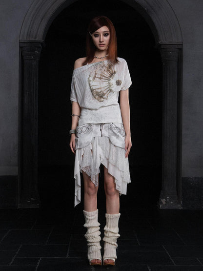 ARIADNAw Industrial Lace Low Rise Maxi Skirt Punk Nomad Fantasy