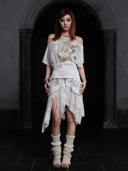 ARIADNAw Industrial Lace Low Rise Maxi Skirt Punk Nomad Fantasy