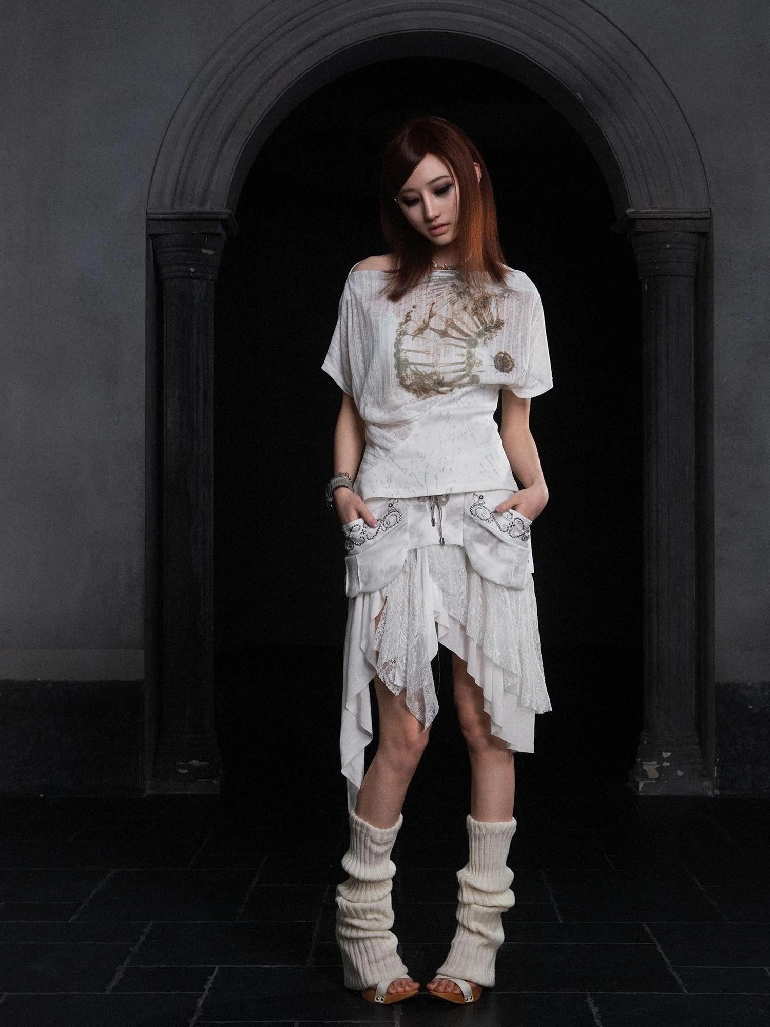 Industrial Lace Low Rise Maxi Skirt Punk Nomad Fantasy