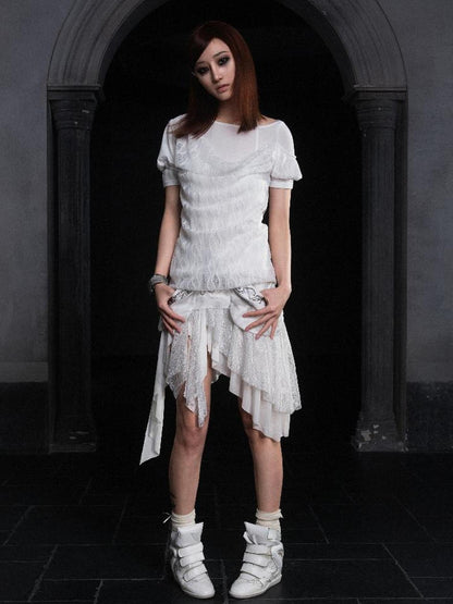 ARIADNAw Industrial Lace Low Rise Maxi Skirt Punk Nomad Fantasy