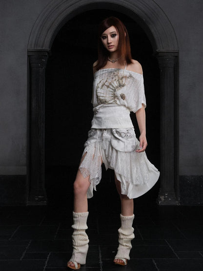 Industrial Lace Low Rise Maxi Skirt Punk Nomad Fantasy