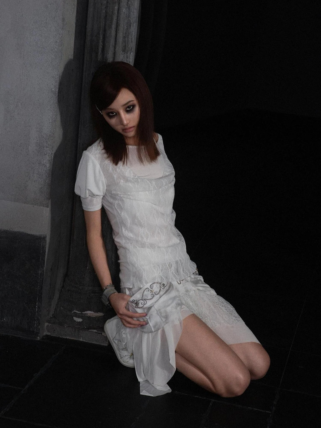 Industrial Lace Low Rise Maxi Skirt Punk Nomad Fantasy