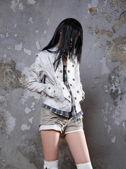 ARIADNAw Industrial Punk Leather Jacket Set Edgy Women Winter Rockwear