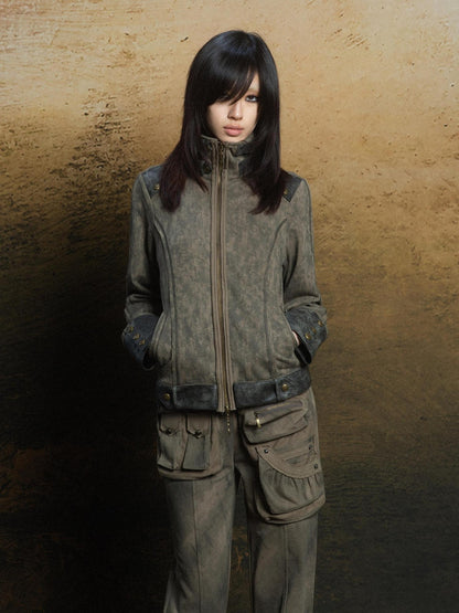 ARIADNAw Industrial Punk Pocket Pants Low Waist Loose Streetwear For Women