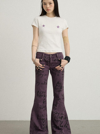 Achihara Insomnia Stars Embroidered Graphic T-Shirt