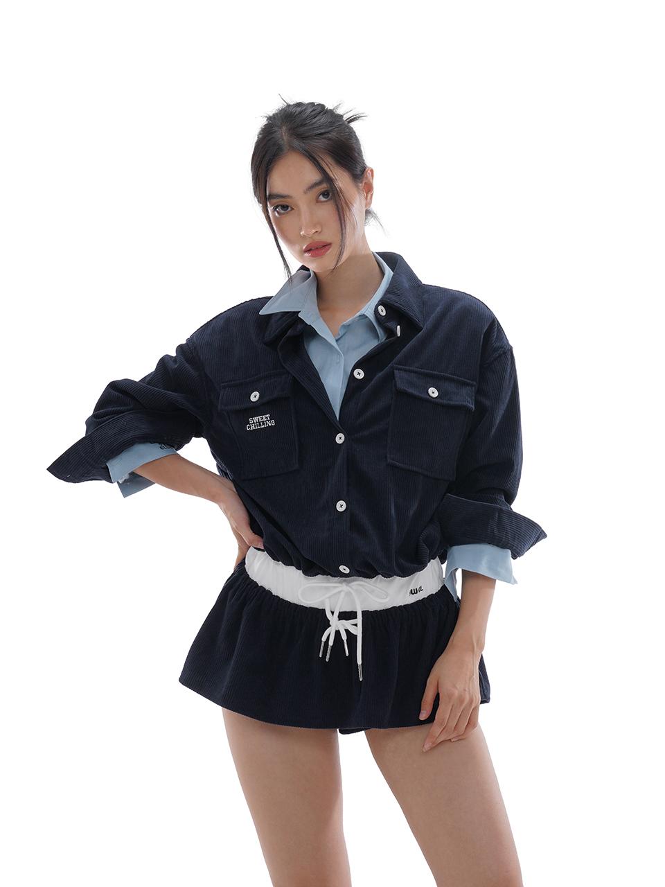 SweetChilling Intellectual Style Corduroy Shirt Dress
