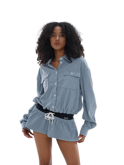 SweetChilling Intellectual Style Corduroy Shirt Dress